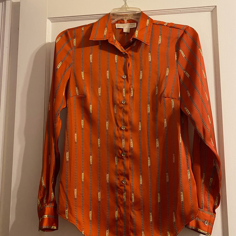 MICHAEL KORS Orange Chain Print Shirt